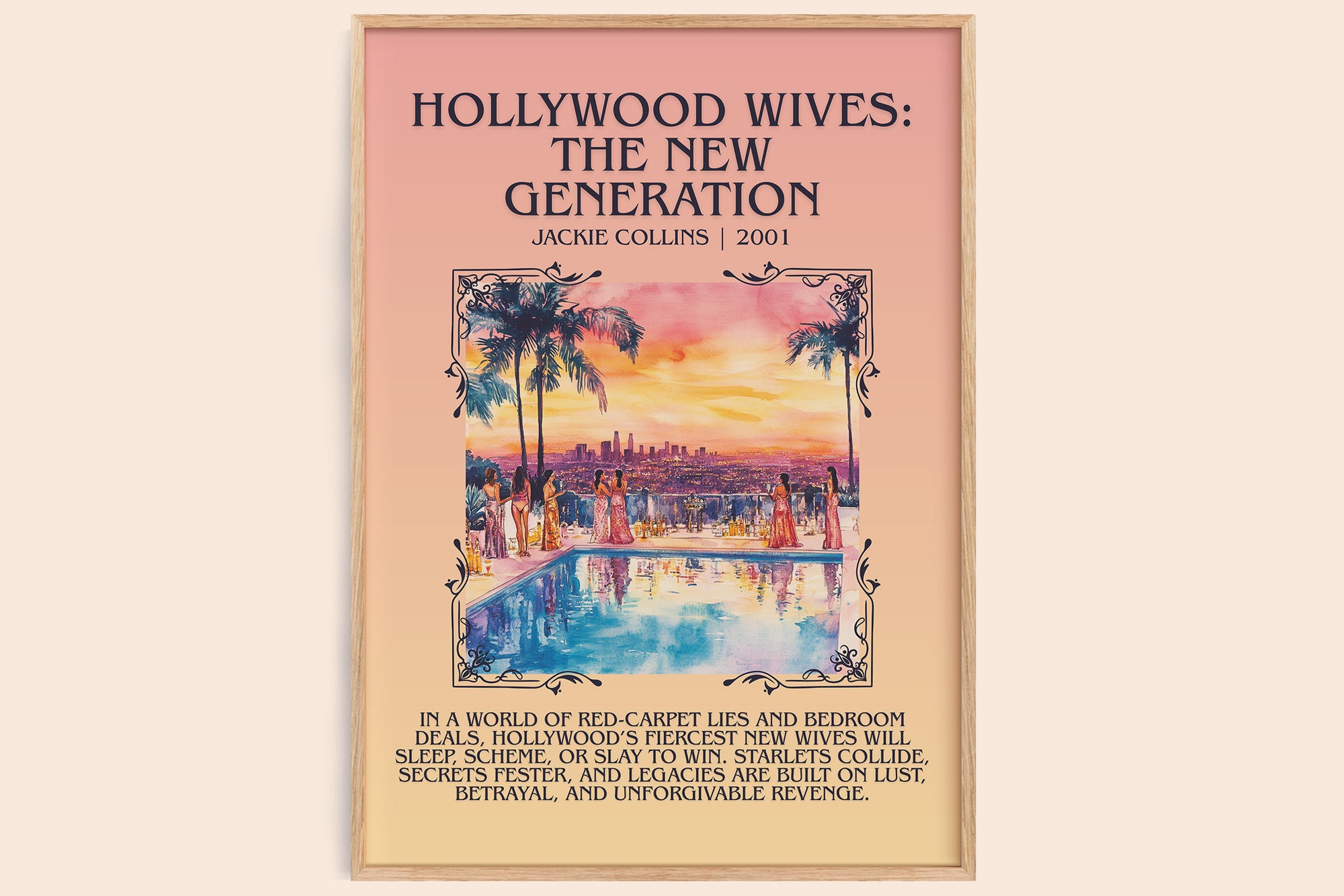 Hollywood Wives: The New Generation minimalist book poster by Jackie Collins – framed literary art print
