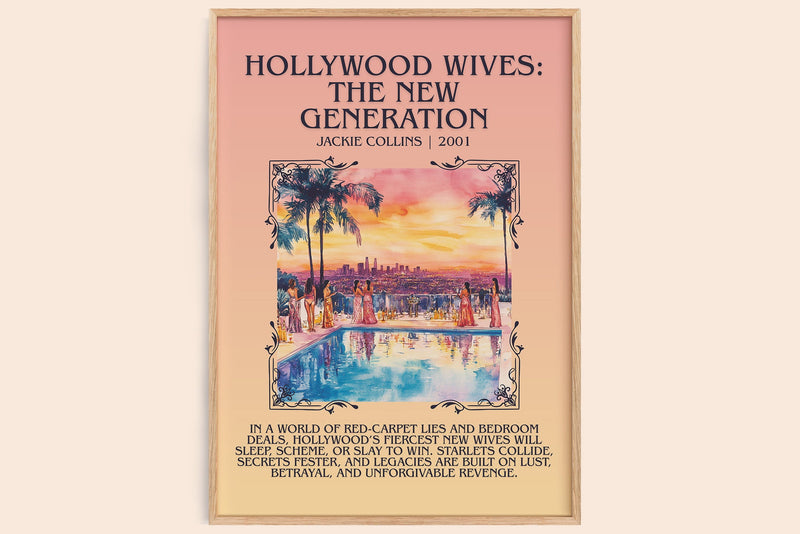Hollywood Wives: The New Generation minimalist book poster by Jackie Collins – framed literary art print