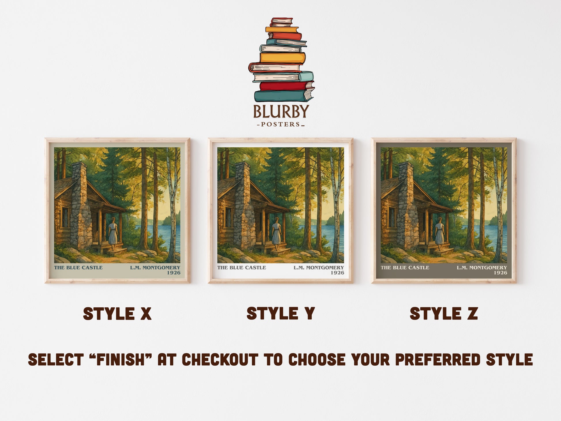 The Blue Castle literary print in frame leaning in hallway – romance wall art