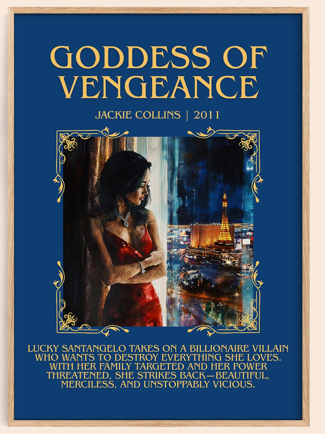 Goddess of Vengeance Minimalist Book Poster by Jackie Collins