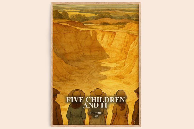 Five Children And It watercolour book poster by E. Nesbit – framed literary art print