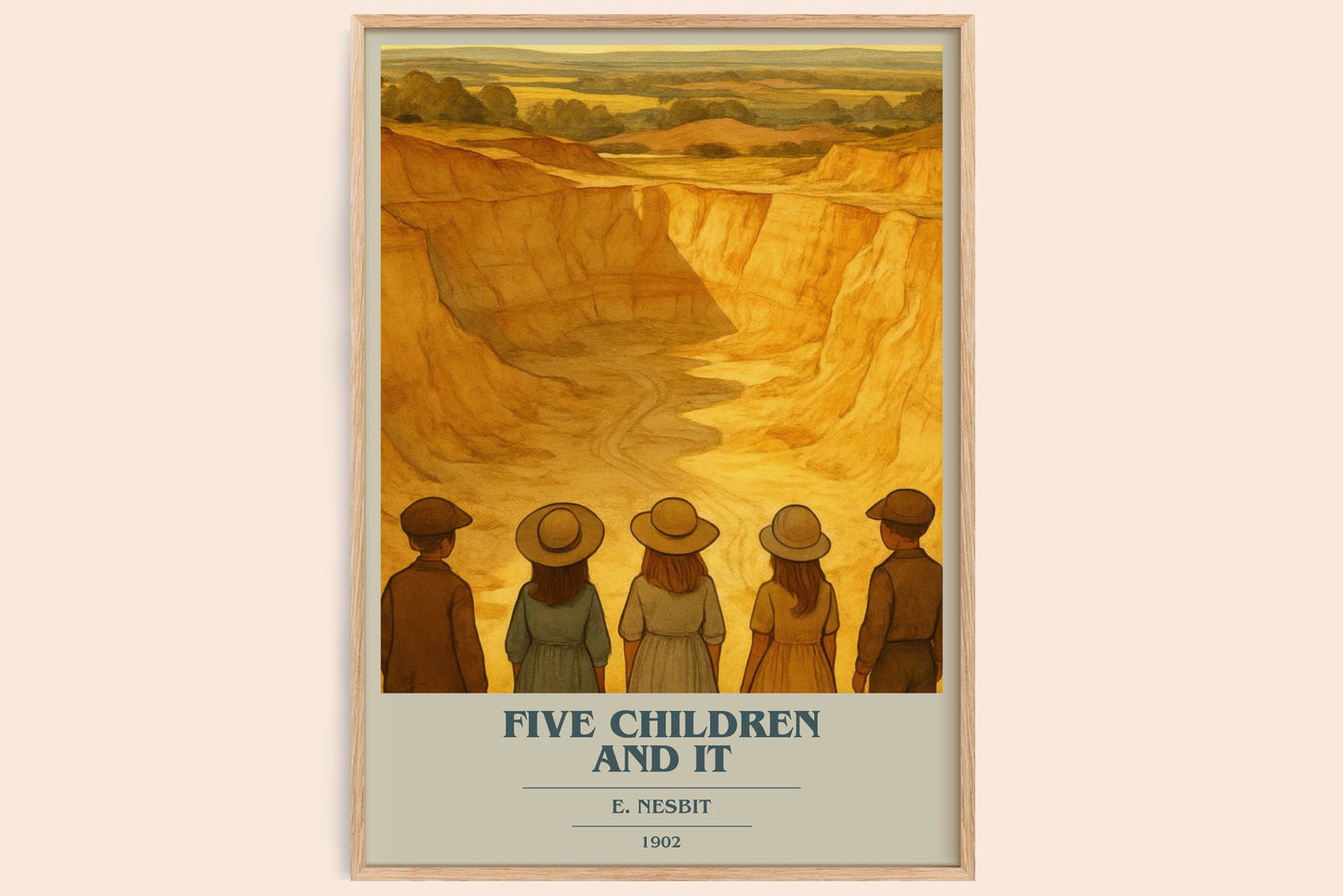 Five Children And It book cover book poster by E. Nesbit – framed literary art print