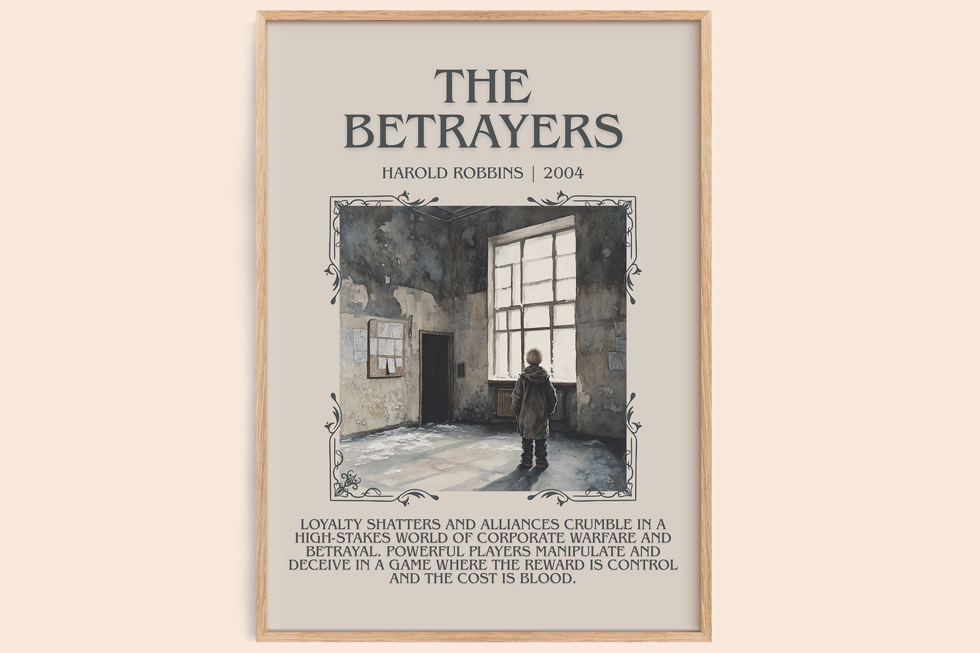 The Betrayers minimalist book poster by Harold Robbins – framed literary art print
