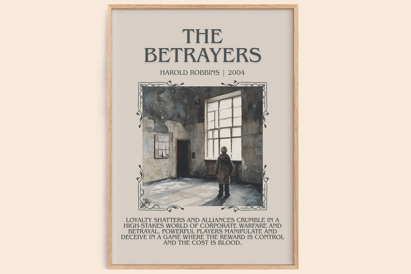 The Betrayers minimalist book poster by Harold Robbins – framed literary art print