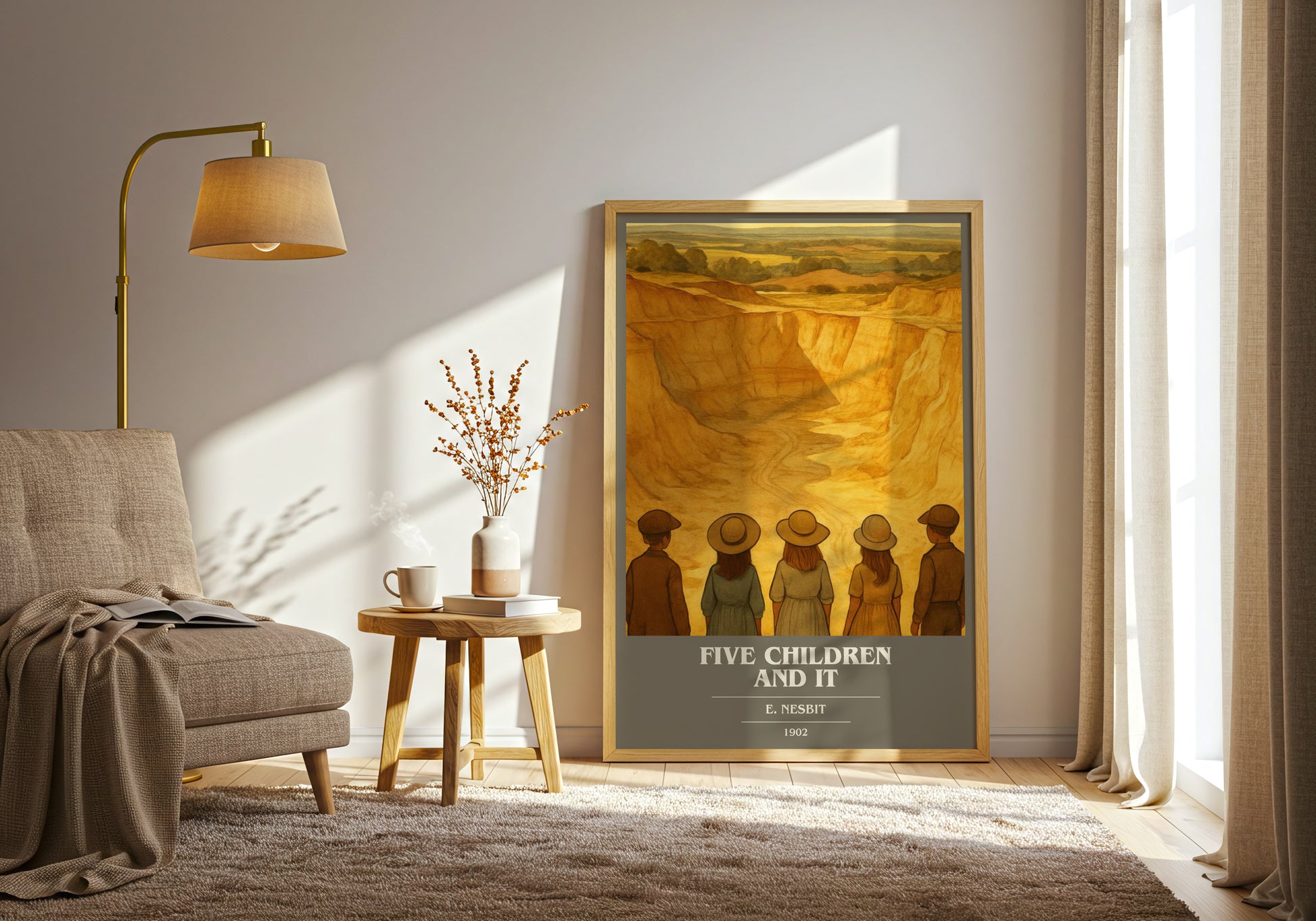 Five Children And It book cover print on bookshelf – E. Nesbit fan gift