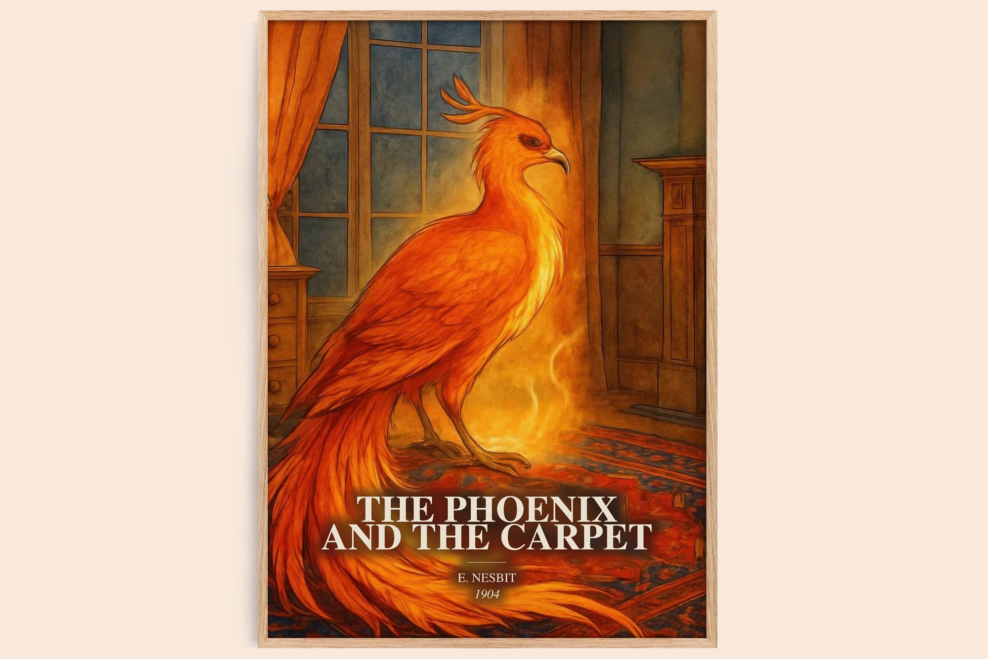 The Phoenix And The Carpet watercolour book poster by E. Nesbit – framed literary art print