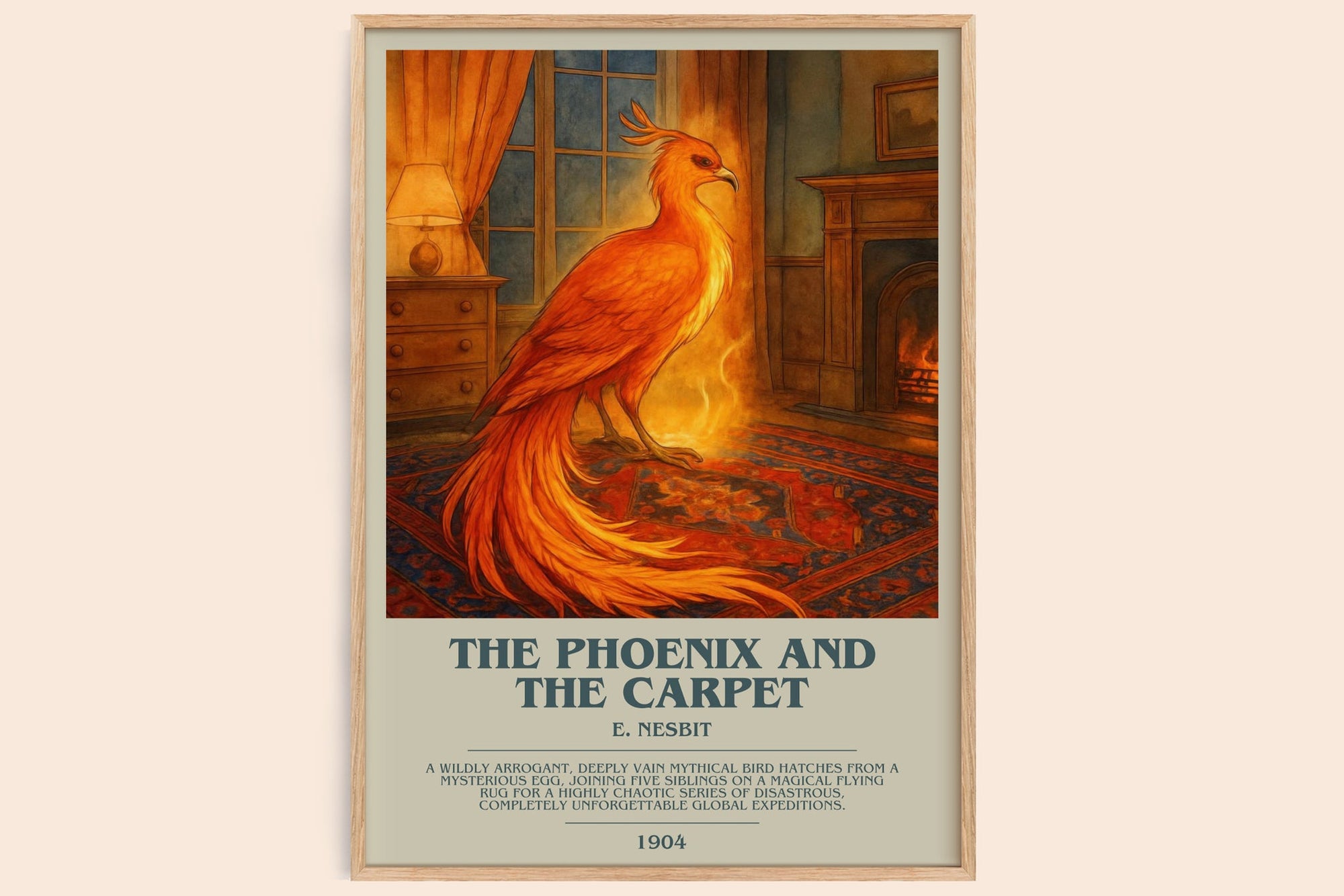 The Phoenix And The Carpet bookish book poster by E. Nesbit – framed literary art print