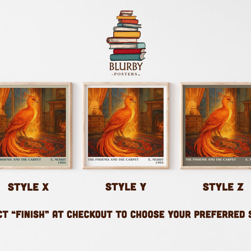 The Phoenix And The Carpet literary print in frame leaning in hallway – childrens wall art
