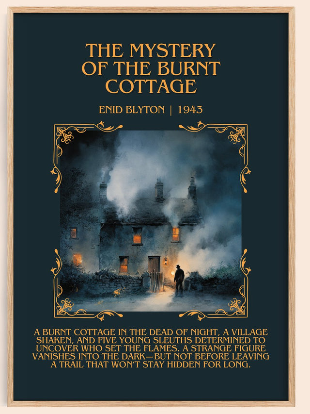 The Mystery of the Burnt Cottage Minimalist Book Poster by Enid Blyton