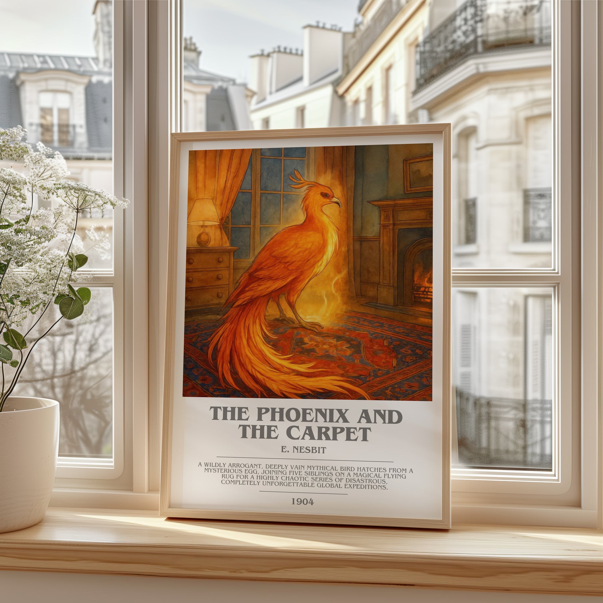 The Phoenix And The Carpet bookish poster colour and style options – E. Nesbit book art