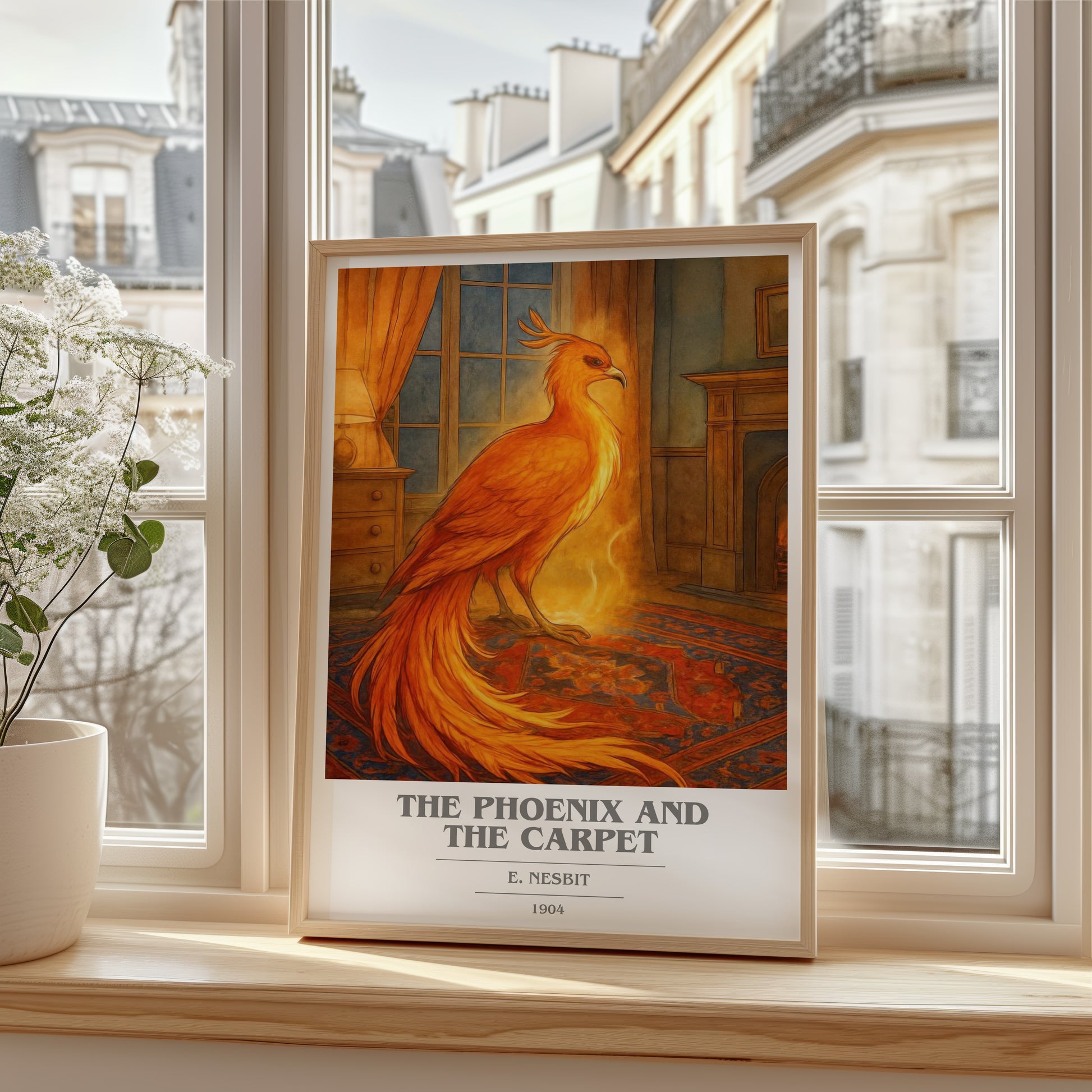 The Phoenix And The Carpet book cover poster colour and style options – E. Nesbit book art
