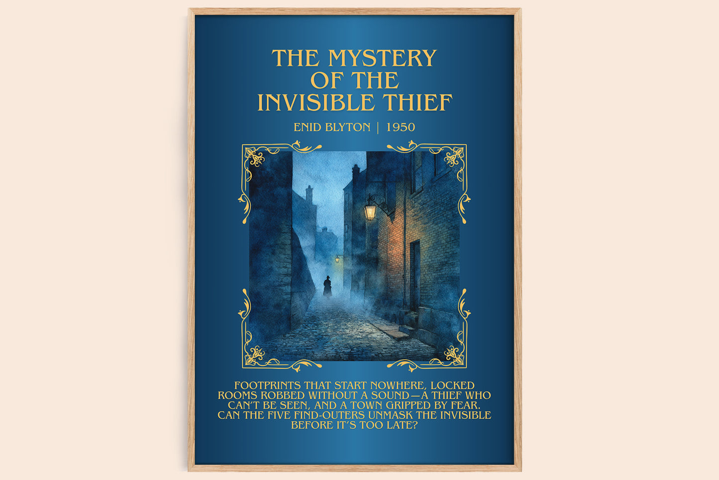 The Mystery of the Invisible Thief minimalist book poster by Enid Blyton – framed literary art print