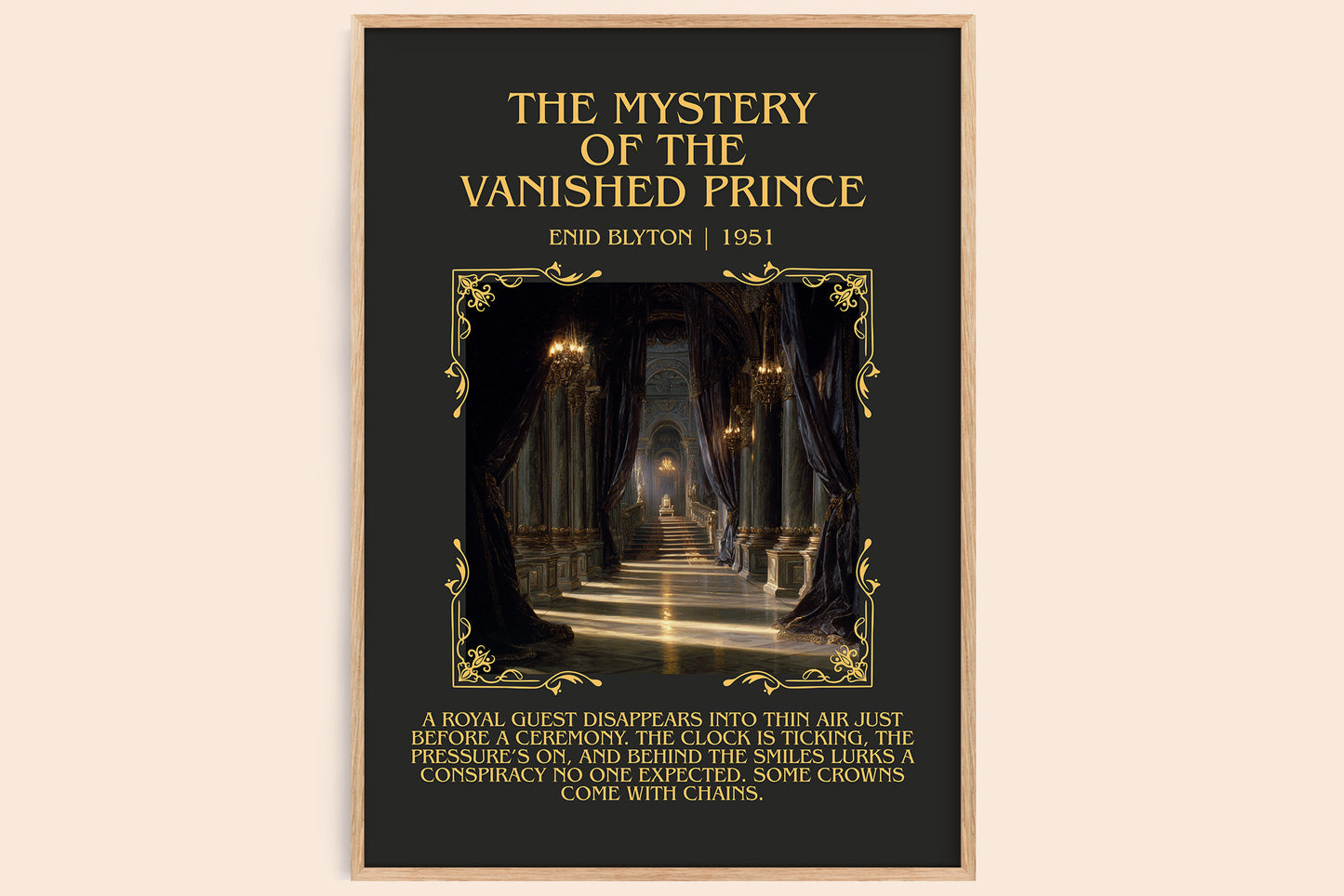 The Mystery of the Vanished Prince minimalist book poster by Enid Blyton – framed literary art print