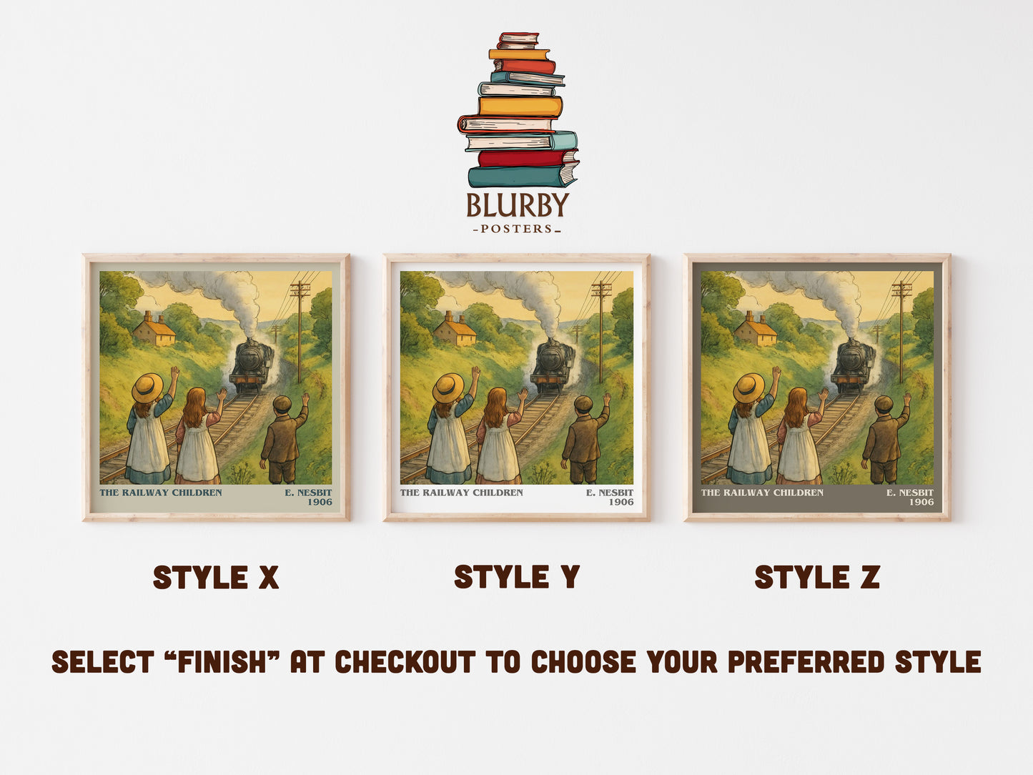 The Railway Children literary print in frame leaning in hallway – childrens wall art