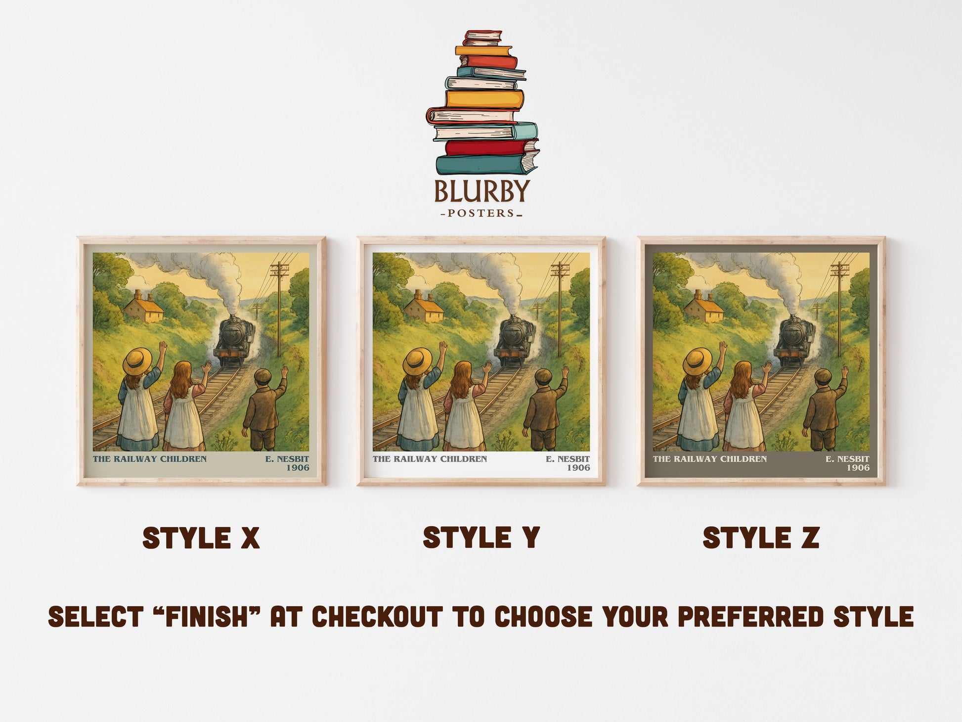 The Railway Children literary print in frame leaning in hallway – childrens wall art