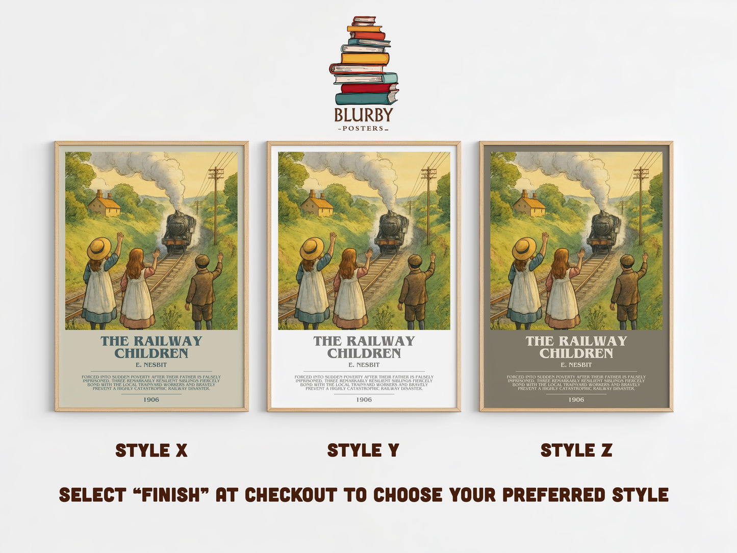 The Railway Children bookish print in frame leaning in hallway – childrens wall art