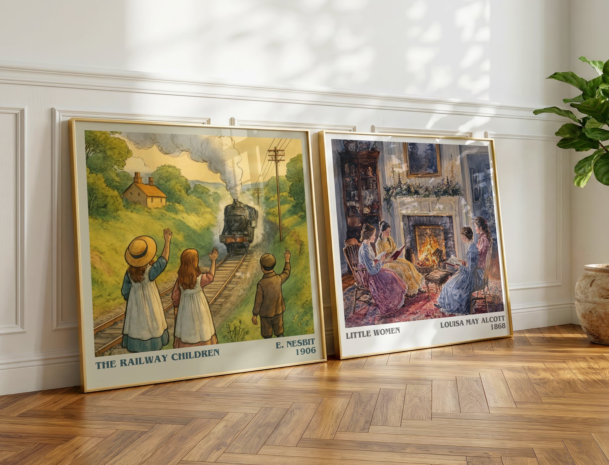 The Railway Children literary print on bookshelf – E. Nesbit fan gift