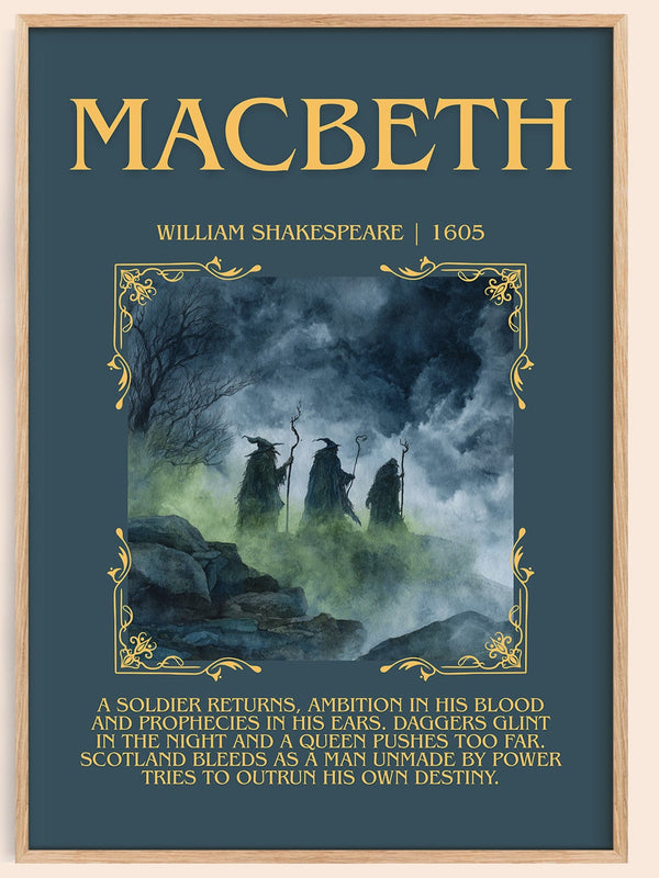 Macbeth minimalist book poster by William Shakespeare – framed literary art print