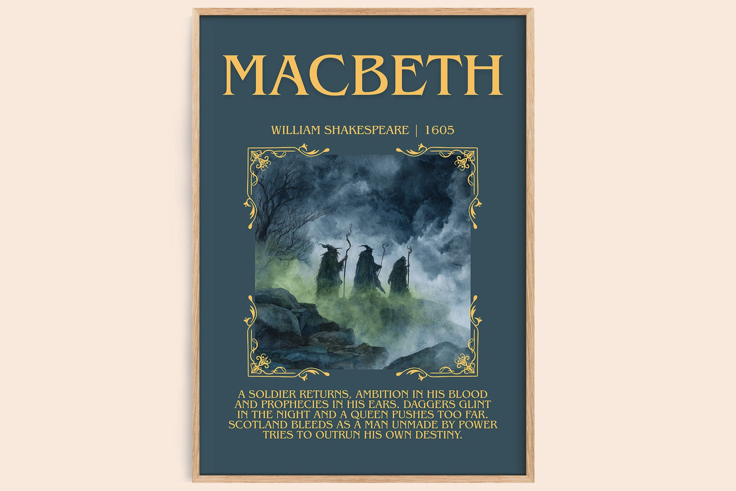 Macbeth minimalist book poster by William Shakespeare – framed literary art print