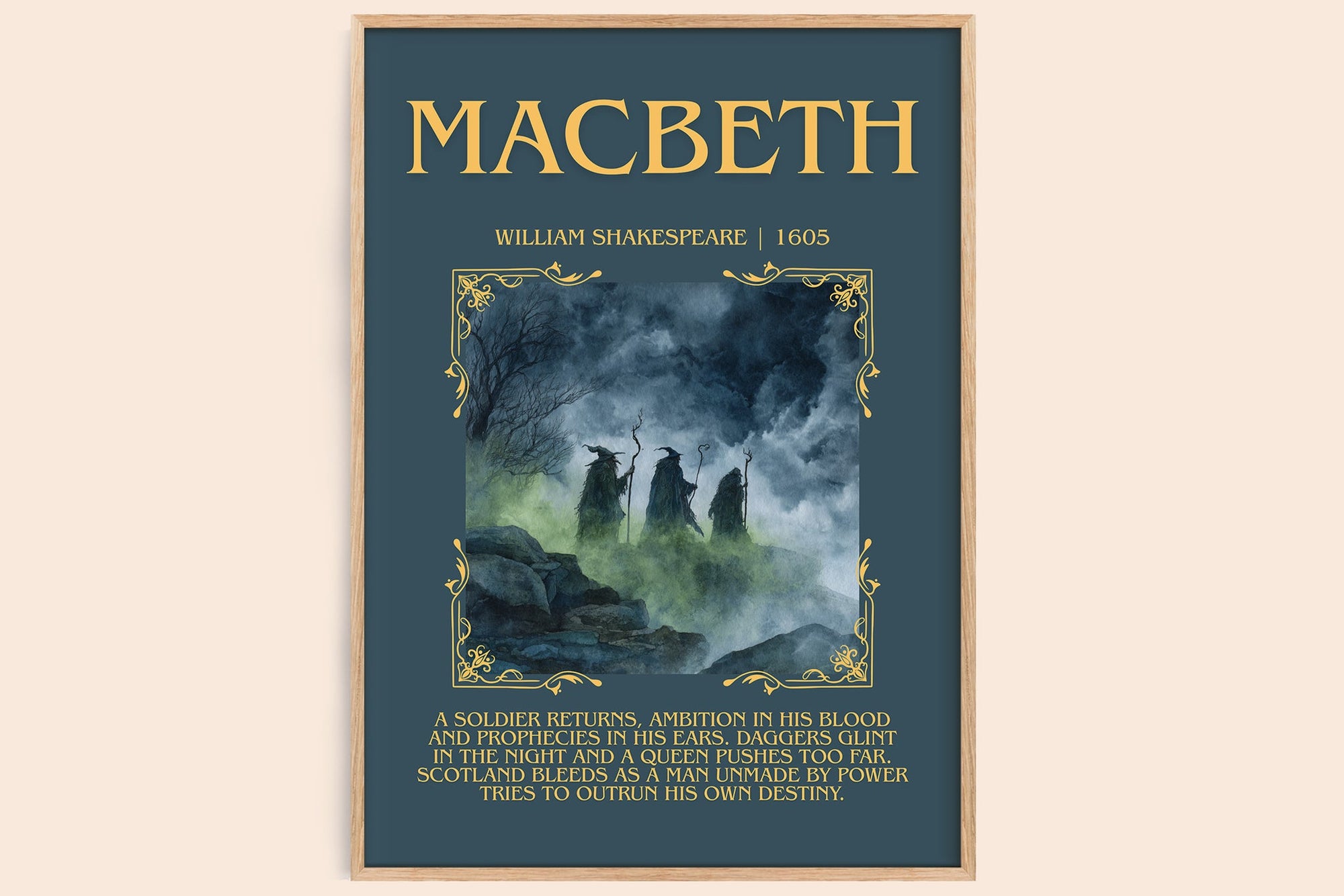 Macbeth minimalist book poster by William Shakespeare – framed literary art print