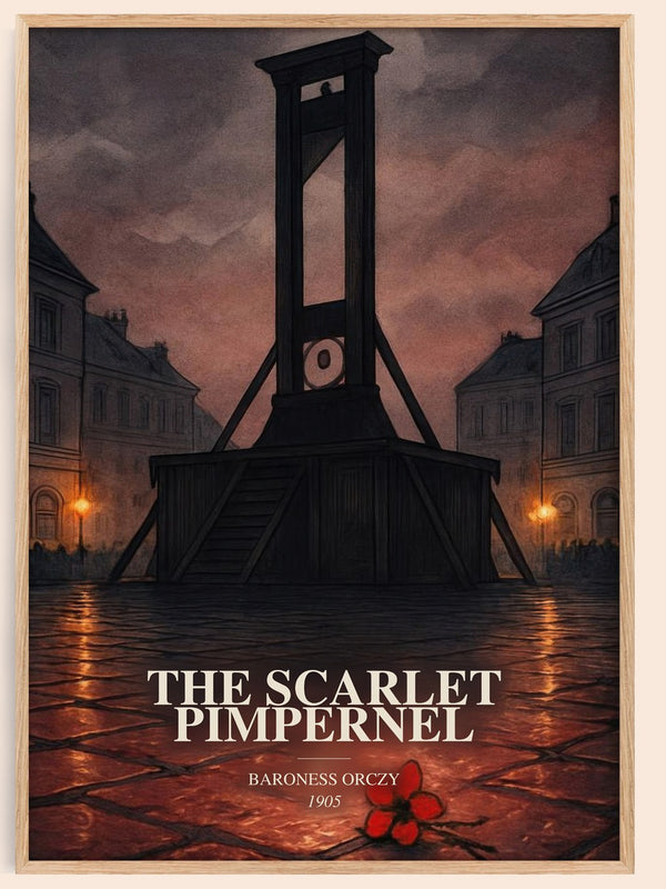 The Scarlet Pimpernel watercolour book poster by Baroness Orczy – framed literary art print