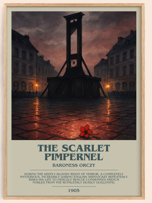The Scarlet Pimpernel bookish book poster by Baroness Orczy – framed literary art print