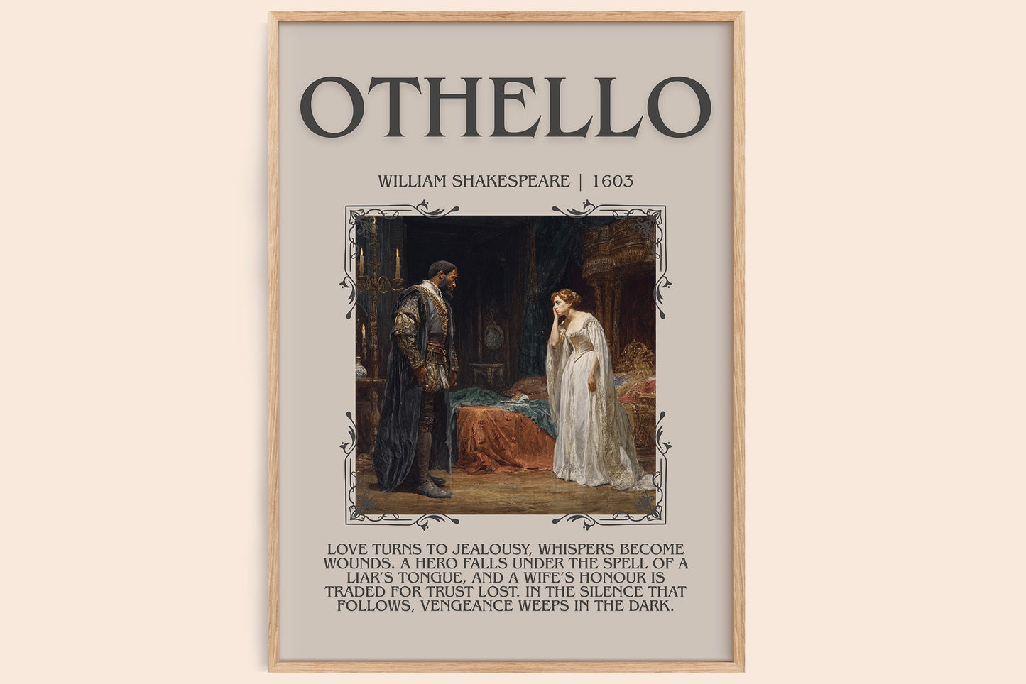 Othello minimalist book poster by William Shakespeare – framed literary art print