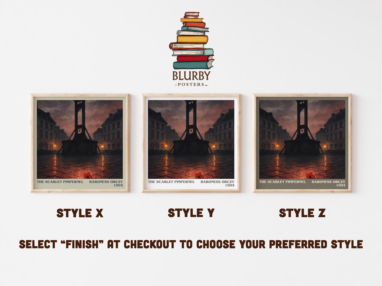 The Scarlet Pimpernel literary print in frame leaning in hallway – adventure wall art