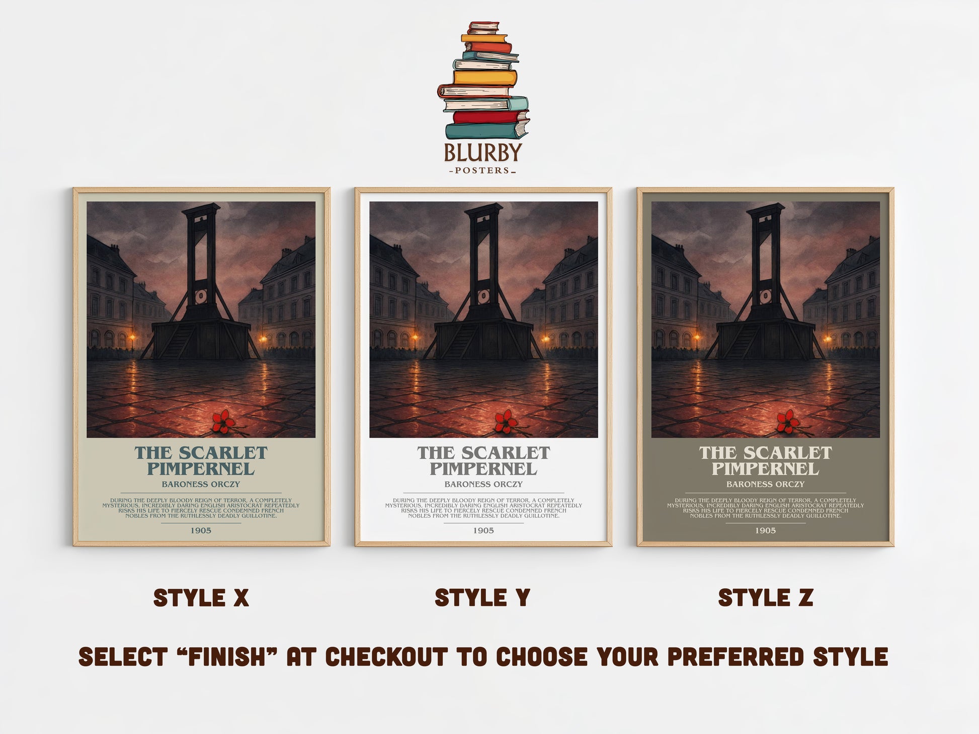 The Scarlet Pimpernel bookish print in frame leaning in hallway – adventure wall art