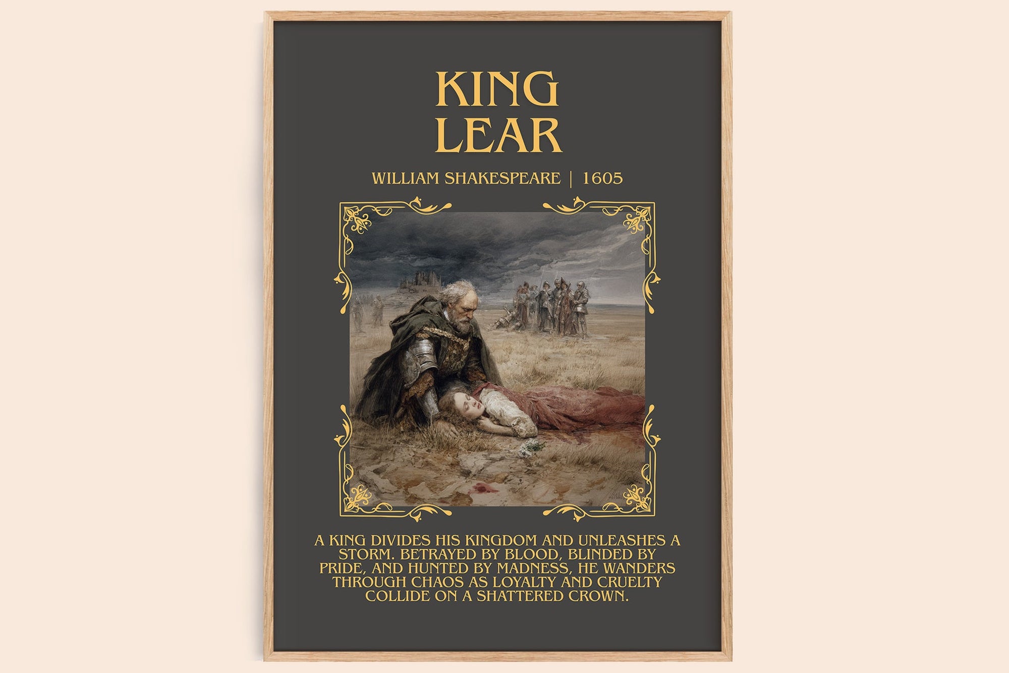 King Lear minimalist book poster by William Shakespeare – framed literary art print