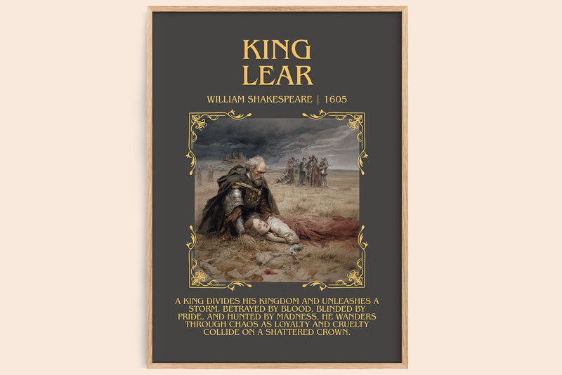 King Lear minimalist book poster by William Shakespeare – framed literary art print