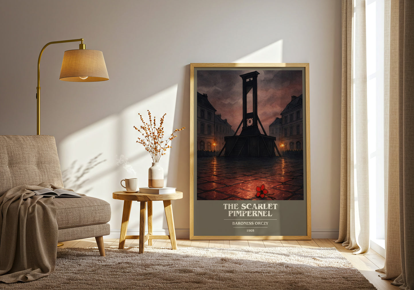 The Scarlet Pimpernel book cover print on bookshelf – Baroness Orczy fan gift