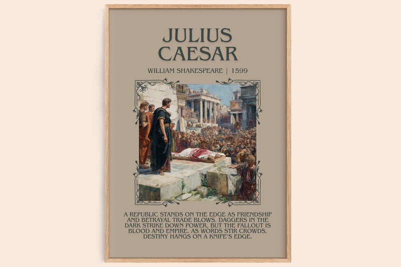 Julius Caesar minimalist book poster by William Shakespeare – framed literary art print