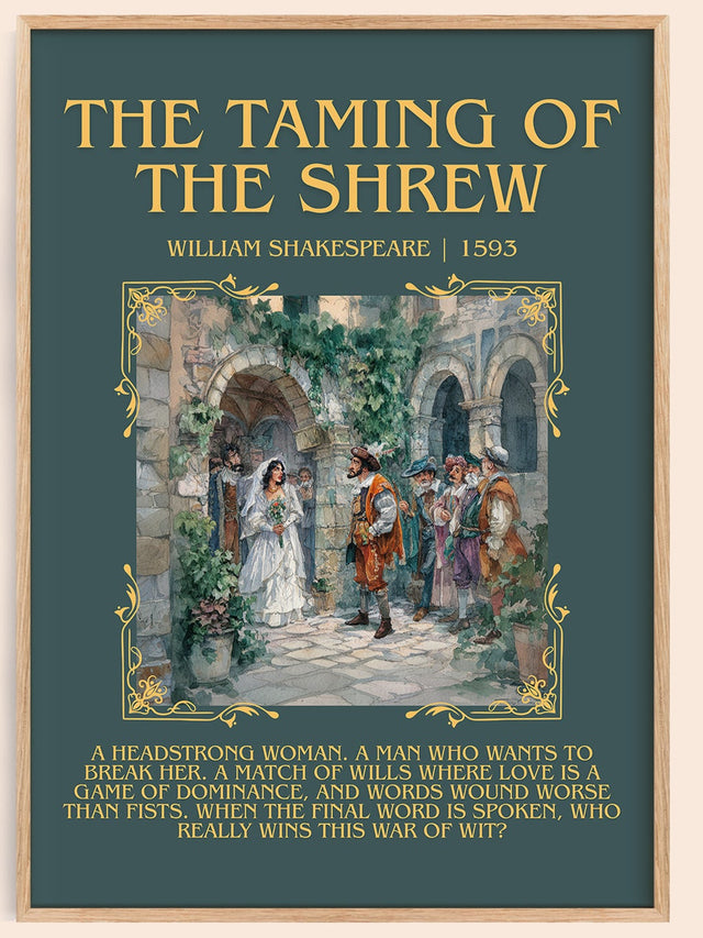 The Taming of the Shrew Minimalist Book Poster by William Shakespeare