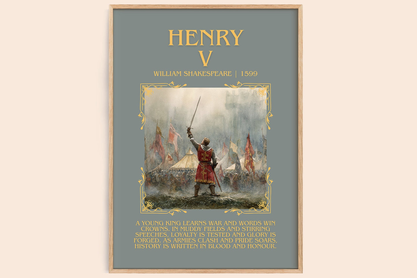 Henry V minimalist book poster by William Shakespeare – framed literary art print