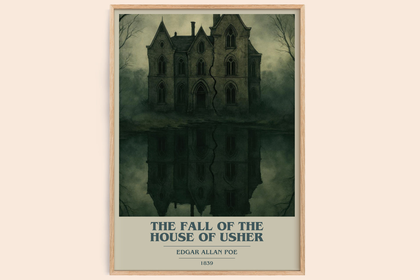 The Fall Of The House Of Usher book cover book poster by Edgar Allan Poe – framed literary art print