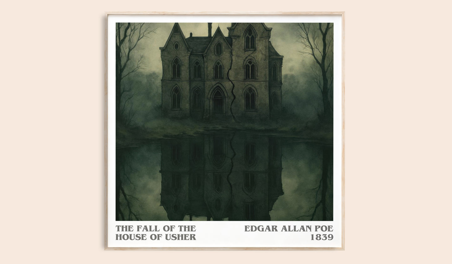 The Fall Of The House Of Usher literary book poster by Edgar Allan Poe – framed literary art print