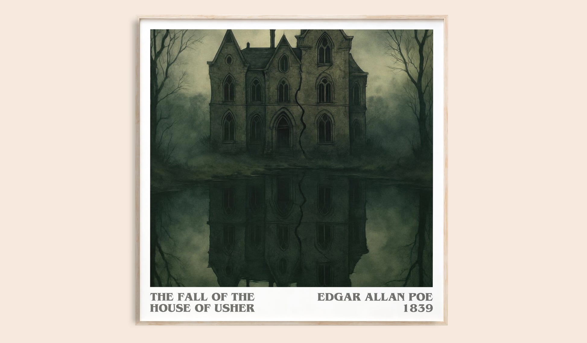 The Fall Of The House Of Usher literary book poster by Edgar Allan Poe – framed literary art print
