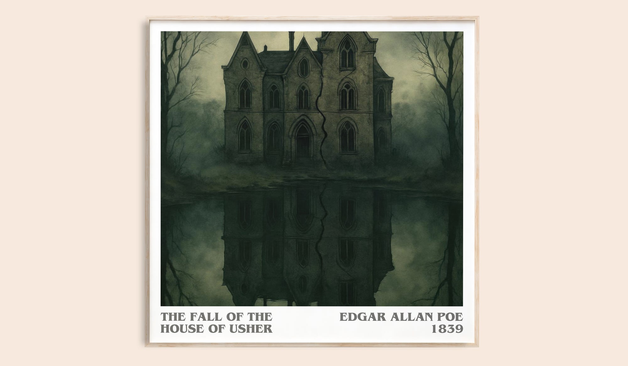 The Fall Of The House Of Usher literary book poster by Edgar Allan Poe – framed literary art print