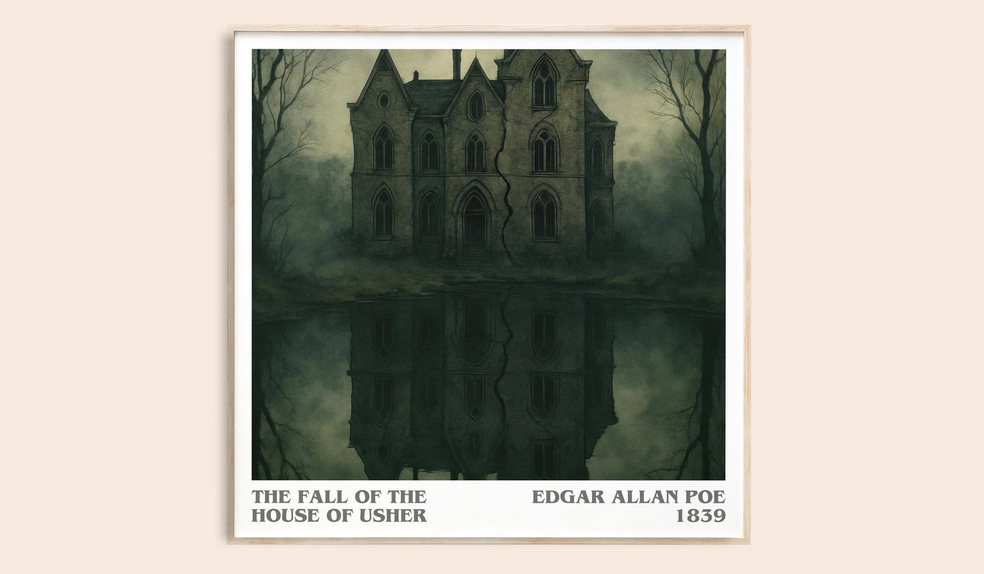 The Fall Of The House Of Usher literary book poster by Edgar Allan Poe – framed literary art print