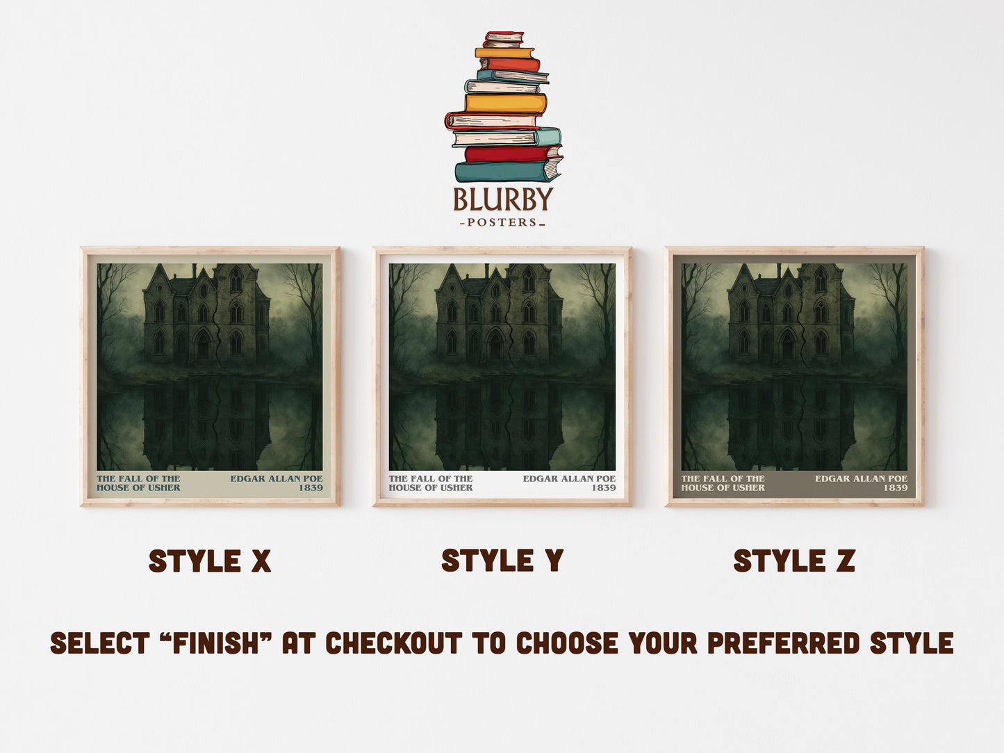The Fall Of The House Of Usher literary print in frame leaning in hallway – gothic wall art