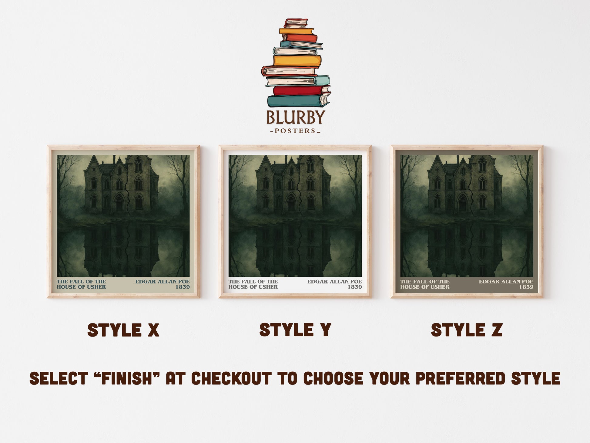 The Fall Of The House Of Usher literary print in frame leaning in hallway – gothic wall art
