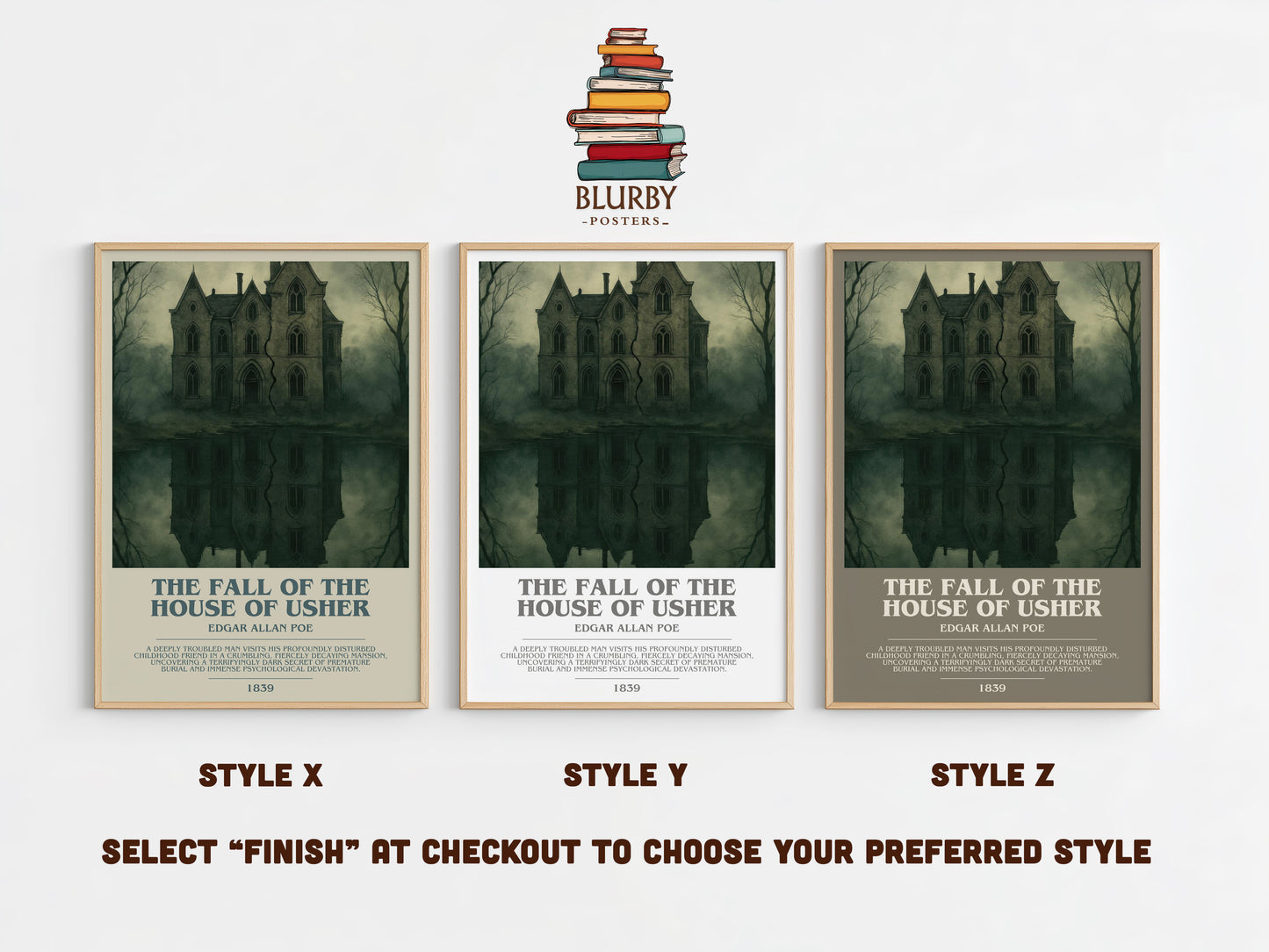 The Fall Of The House Of Usher bookish print in frame leaning in hallway – gothic wall art