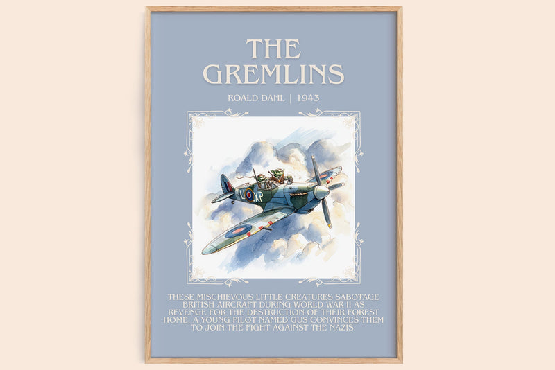 The Gremlins Minimalist Book Poster by Roald Dahl
