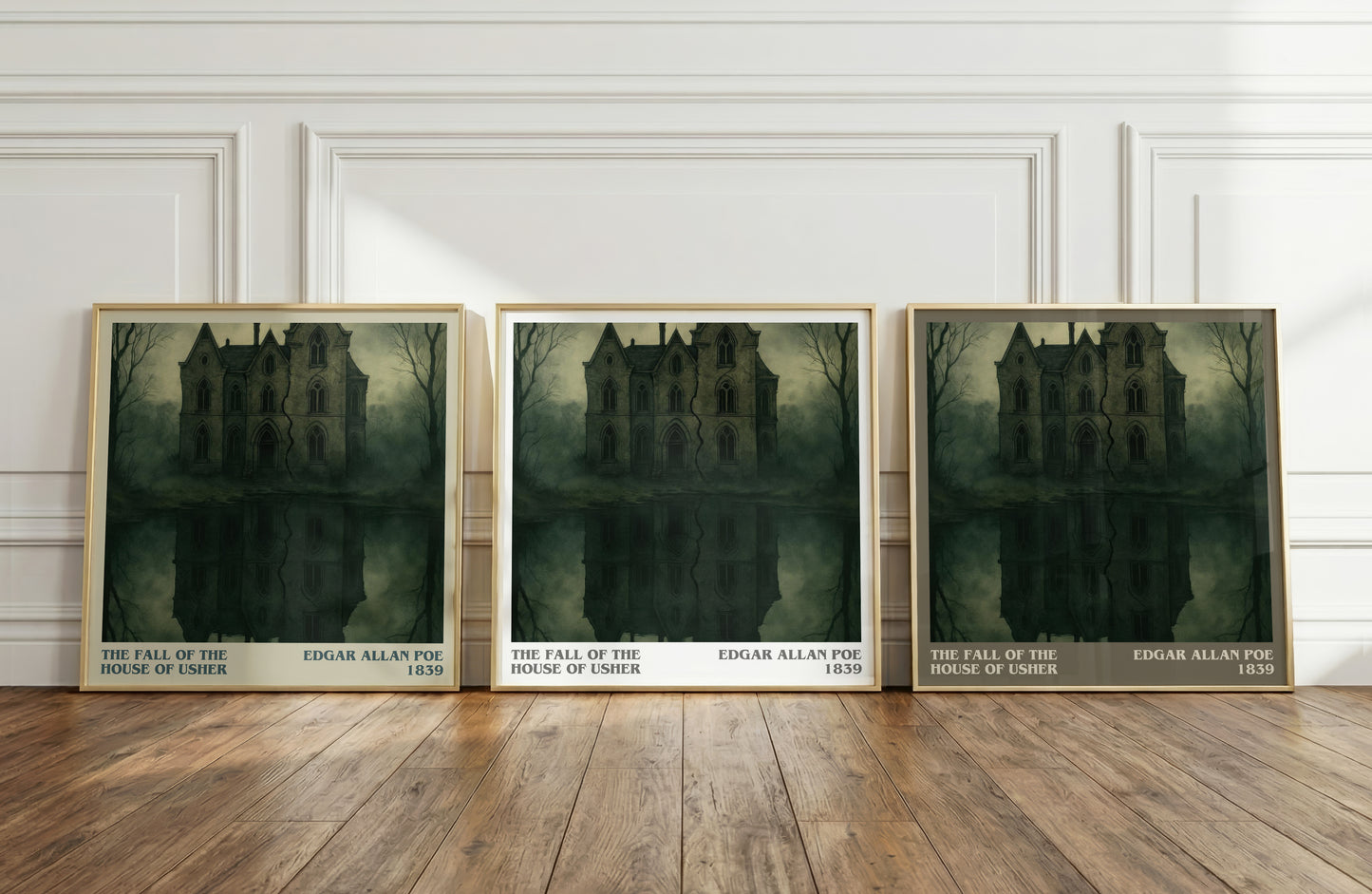 The Fall Of The House Of Usher literary art print colour and style options – Edgar Allan Poe book art