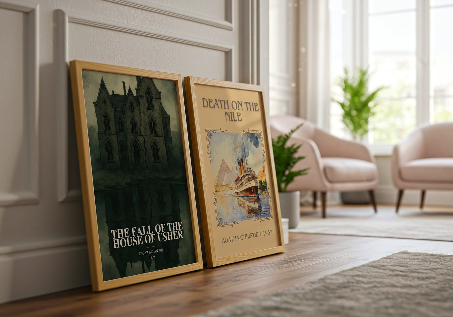 The Fall Of The House Of Usher watercolour print framed by window – literary home decor
