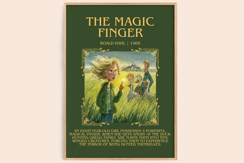 The Magic Finger Minimalist Book Poster by Roald Dahl