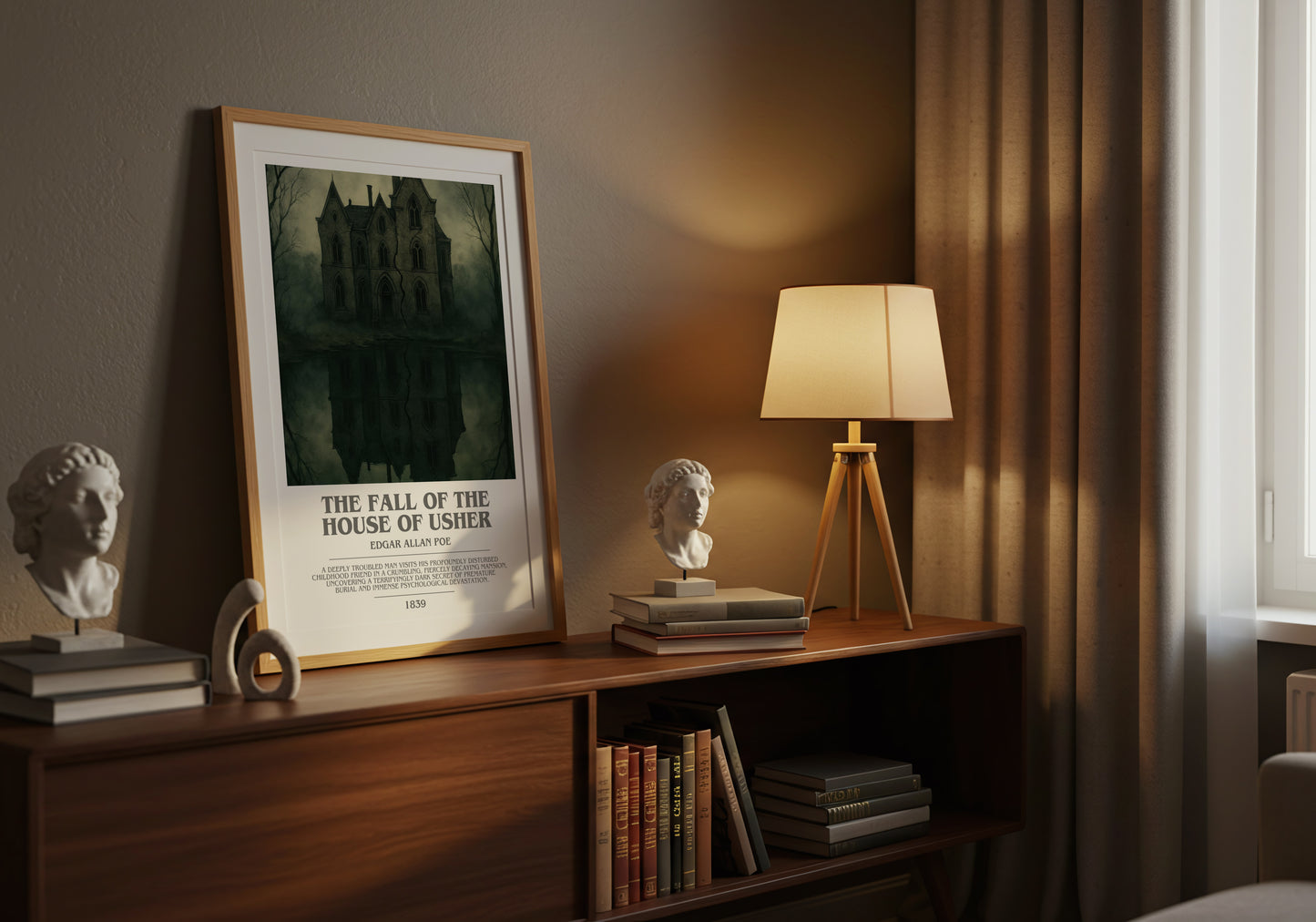 The Fall Of The House Of Usher bookish book poster framed on wall – gothic wall art