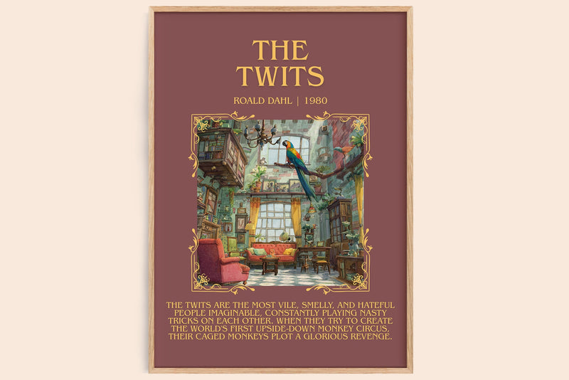 The Twits minimalist book poster by Roald Dahl – framed literary art print
