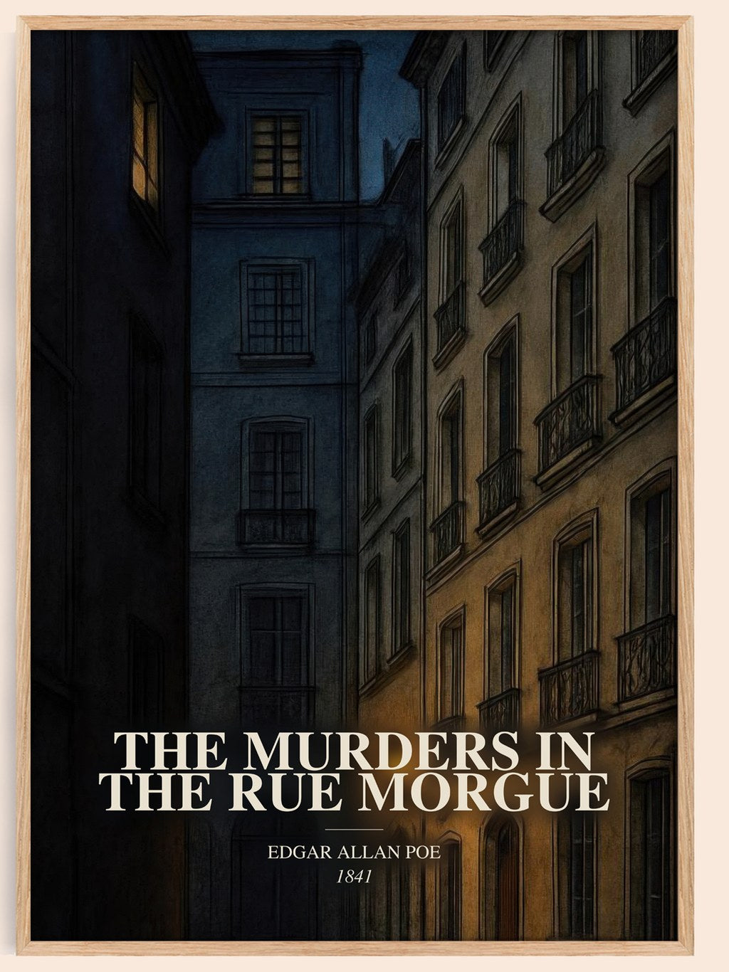 The Murders In The Rue Morgue watercolour book poster by Edgar Allan Poe – framed literary art print
